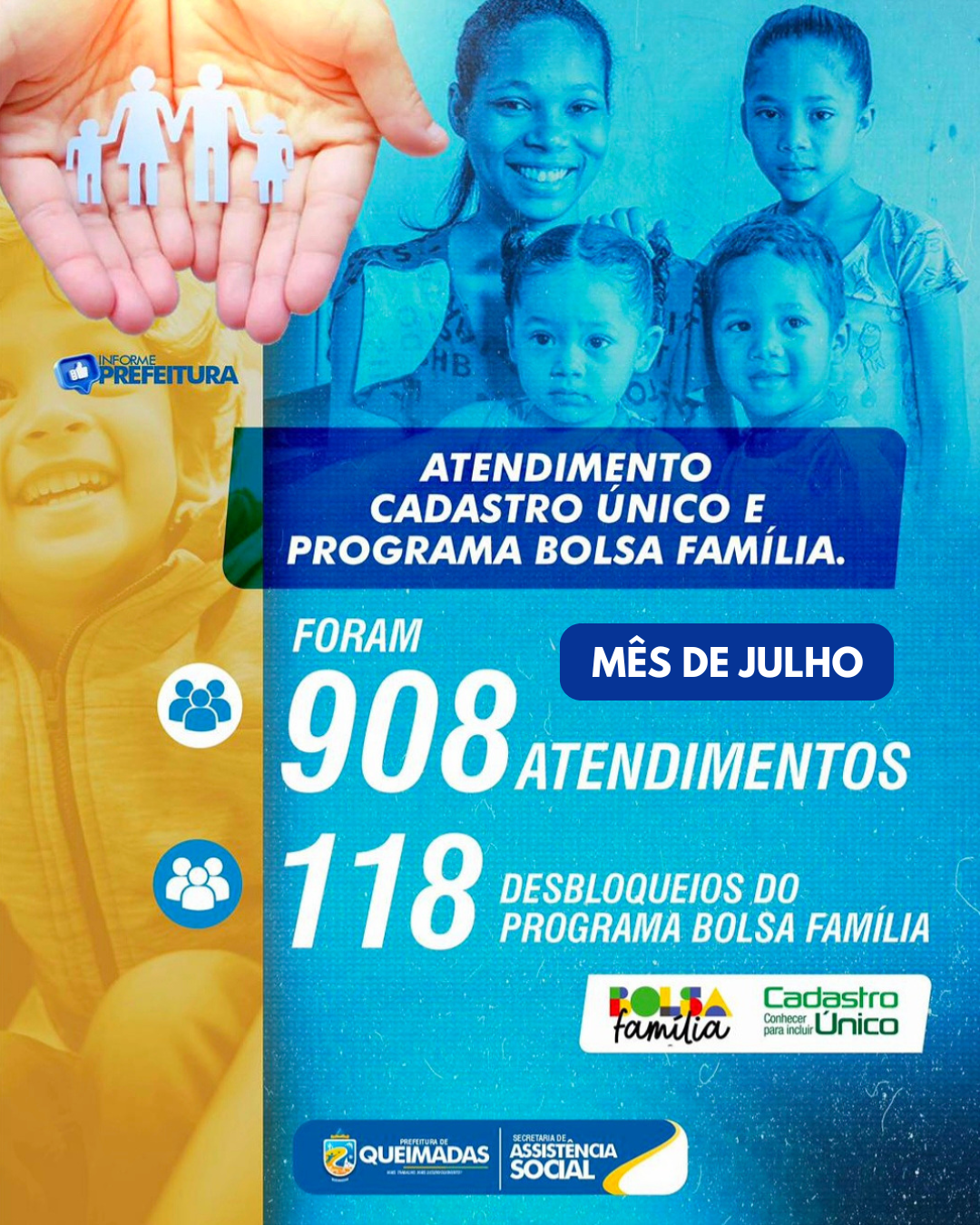 INFORMATIVO SMAS: Atendimento Cadastro Único e Programa Bolsa Família - JULHO