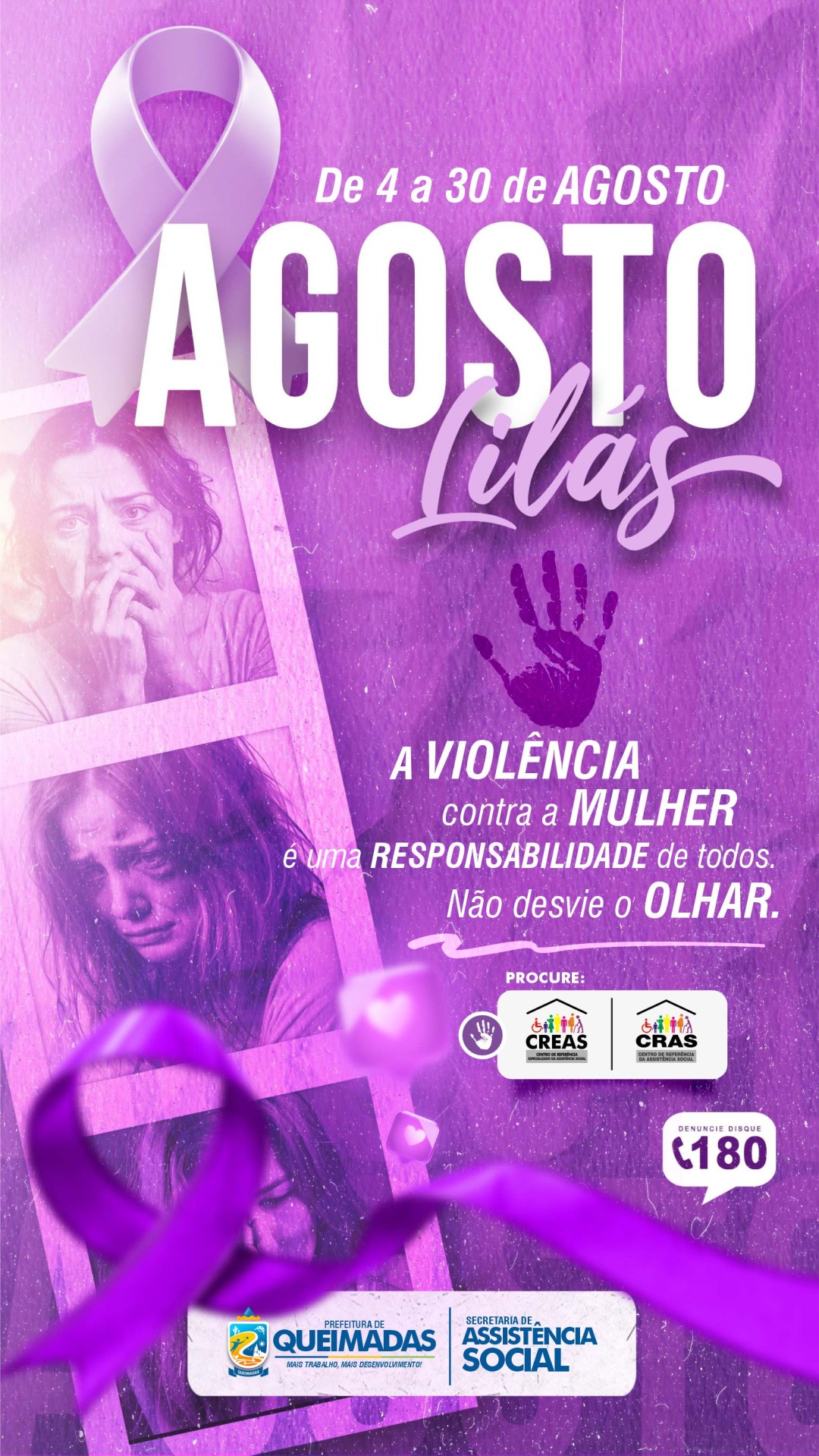 Agosto Lilás: Queimadas unida pelo fim da violência contra a mulher