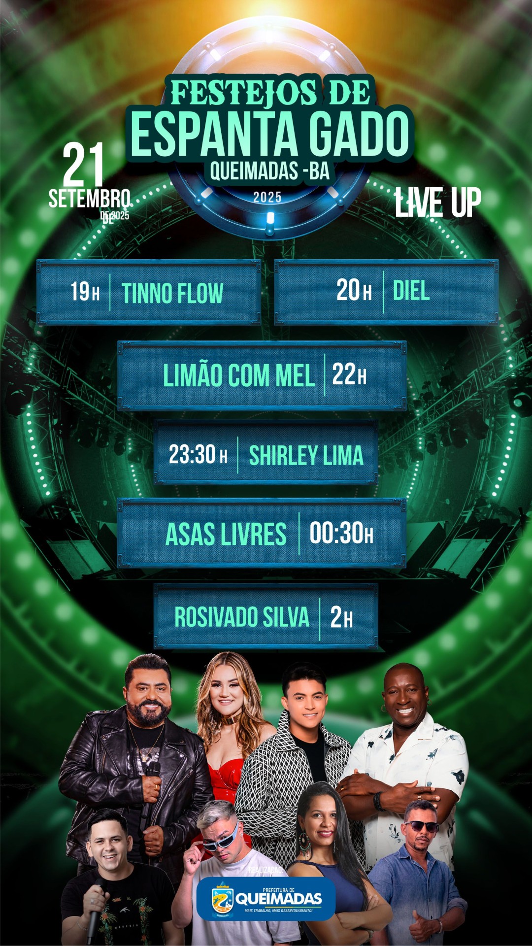 CONFIRA A LINE UP DOS FESTEJOS DA PADROEIRA NESTE DOMINGO EM ESPANTA GADO (21/09)