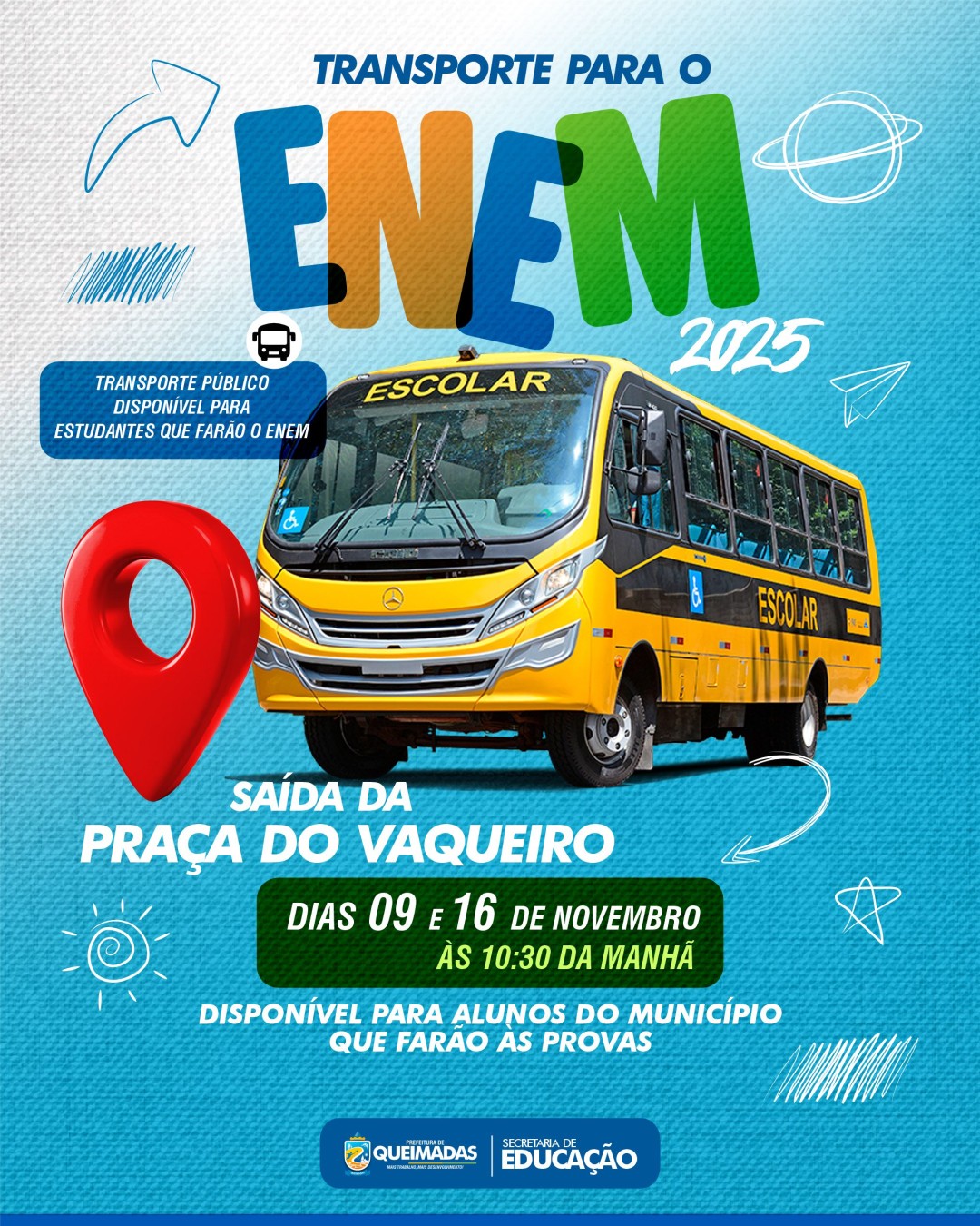 Transporte gratuito para o ENEM 2025 - Fique ligado e chegue no horário!