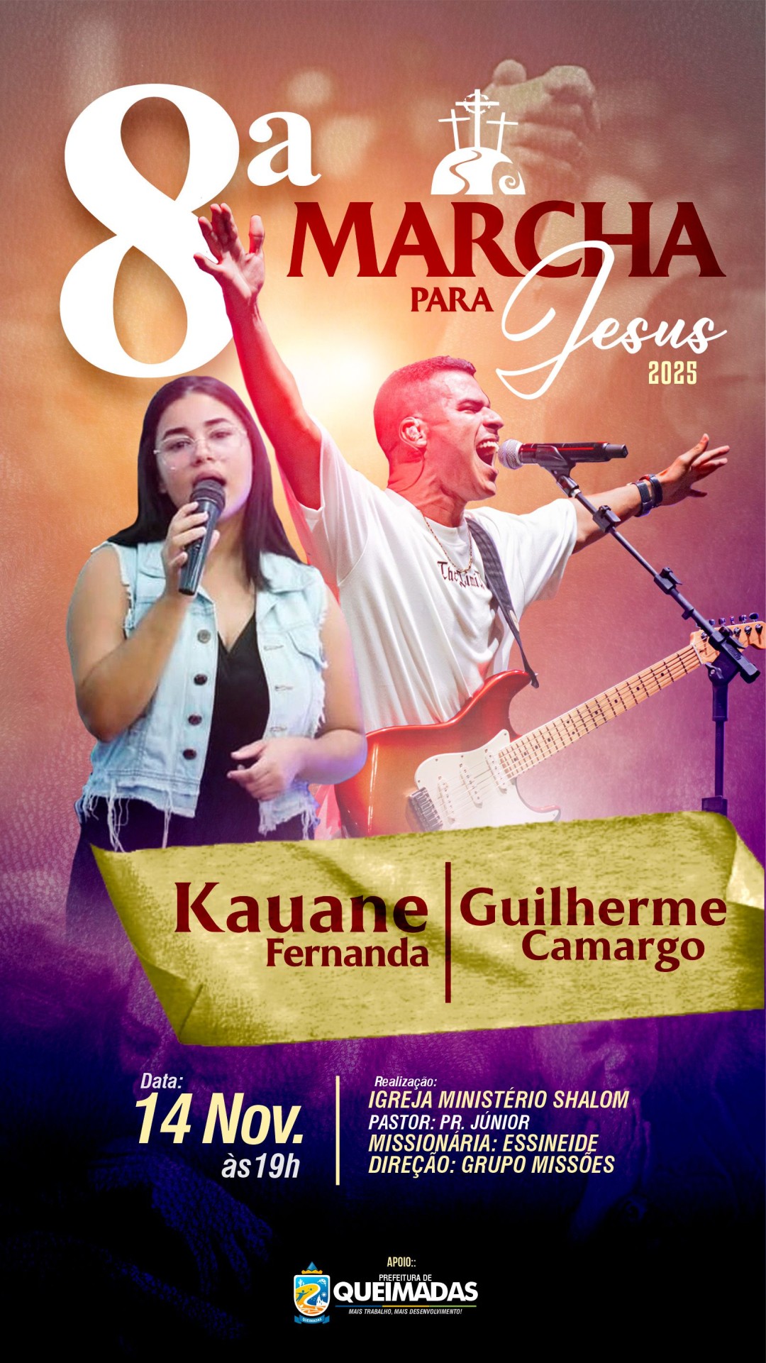 8ª Marcha para Jesus será realizada nesta sexta-feira (14/11) em Queimadas