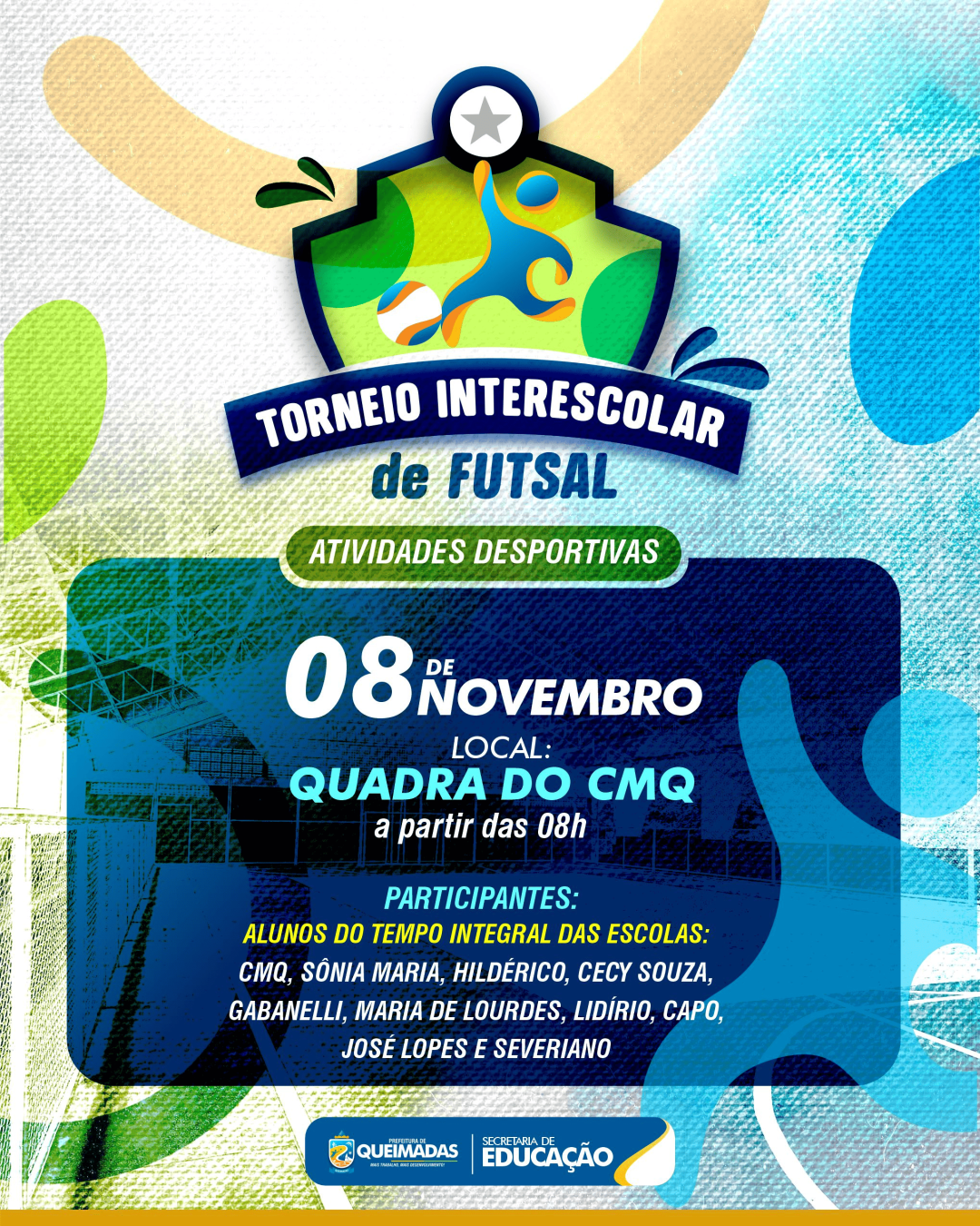 SEMEQ realizará o 1° Torneio Interescolar de Futsal da Educação em Tempo Integral em Queimadas