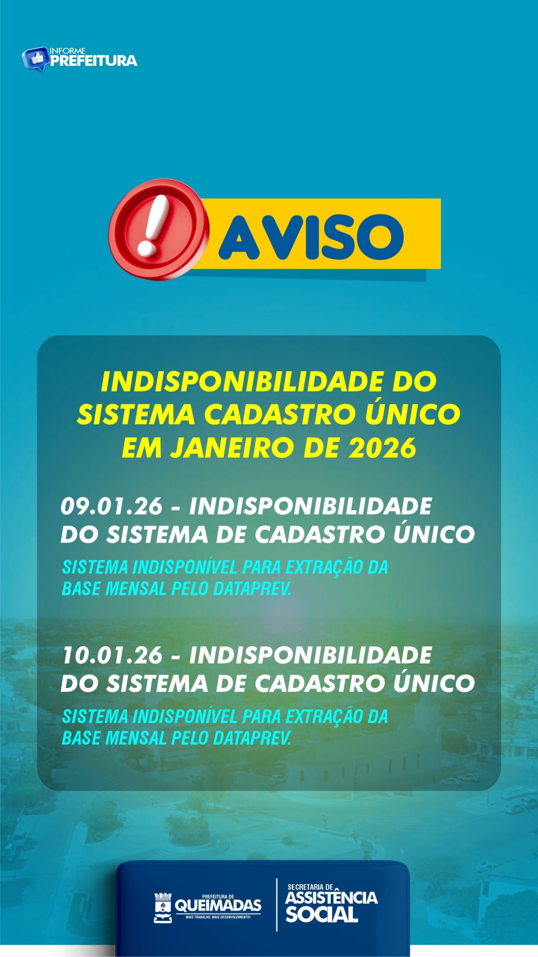 AVISO IMPORTANTE – CADASTRO ÚNICO