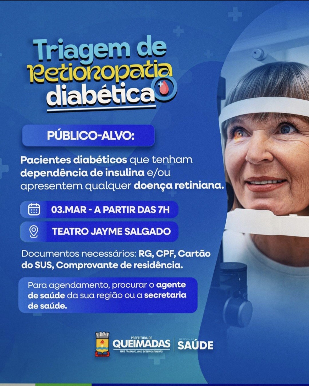 Secretaria Municipal de Saúde realiza triagem para Retinopatia Diabética em Queimadas