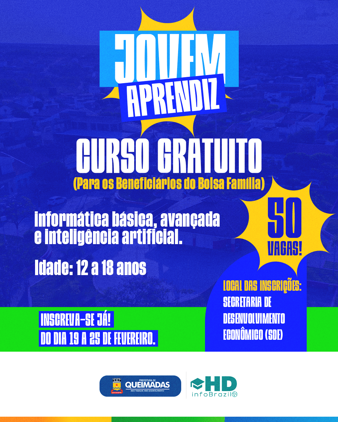 JOVEM APRENDIZ QUEIMADAS: Programa disponibilizará Curso Gratuito de Informática e Inteligência Artificial