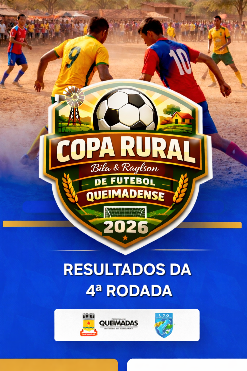 Copa Rural de Futebol Queimadense 2026: 4ª rodada tem goleada e 3 equipes já classificadas para as Quartas de Final